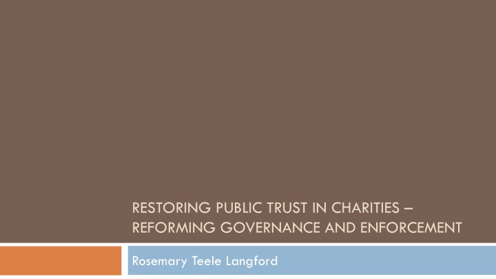 restoring public trust in charities reforming