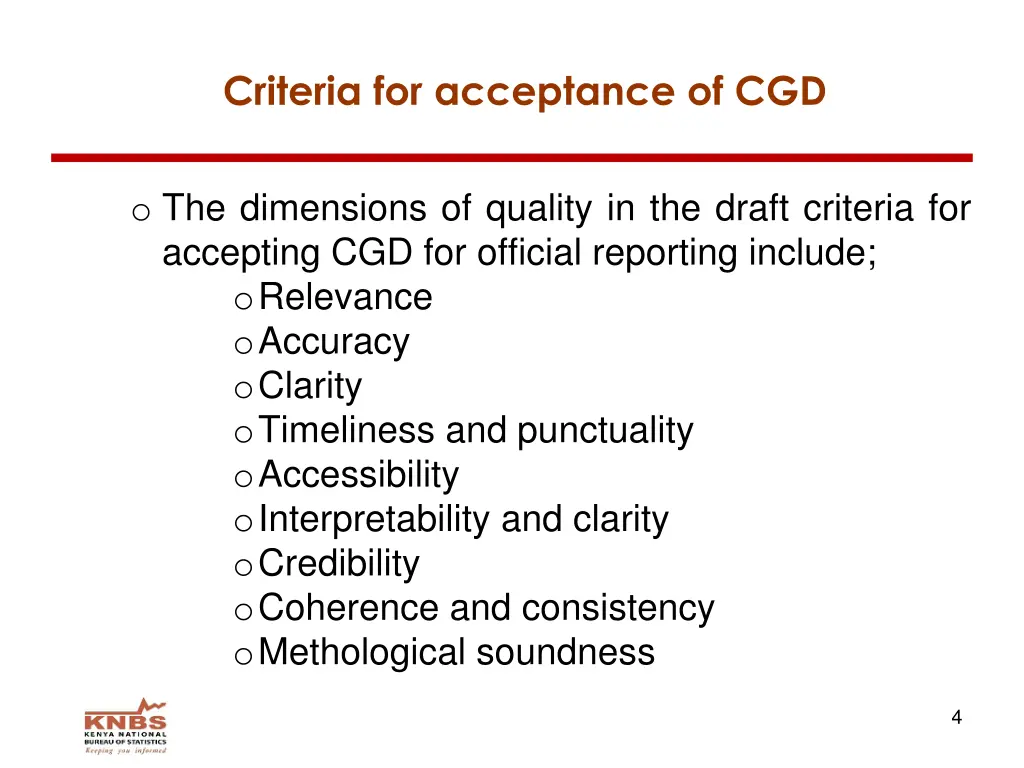 criteria for acceptance of cgd