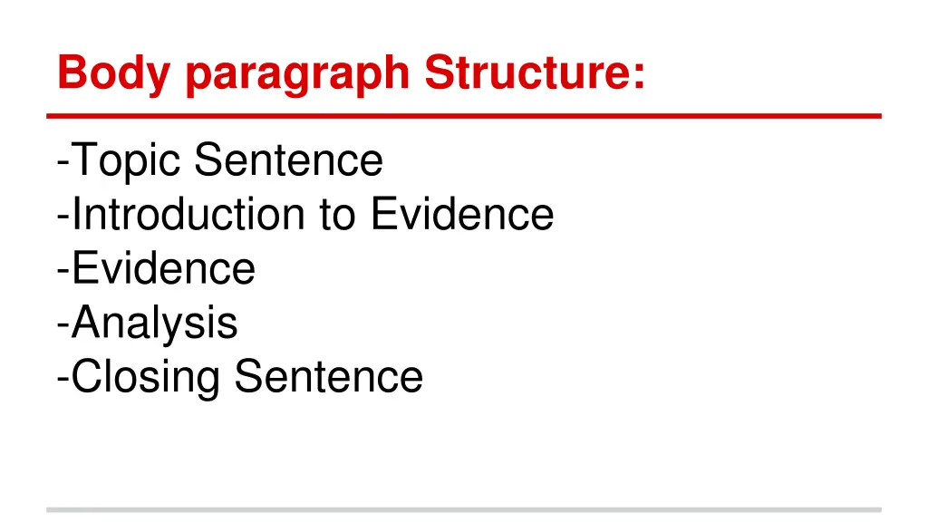 body paragraph structure