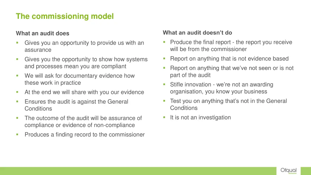 the commissioning model 1