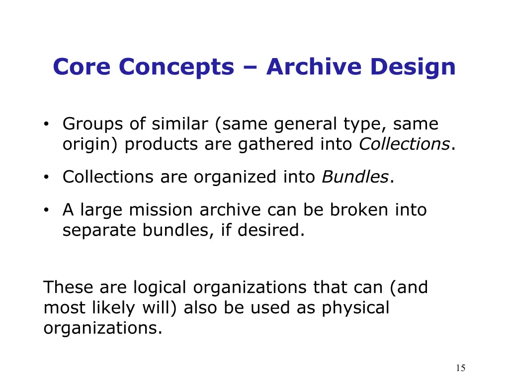 core concepts archive design