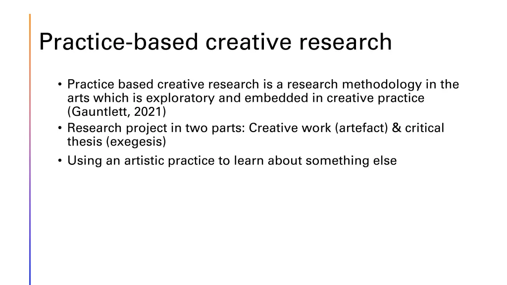 practice based creative research