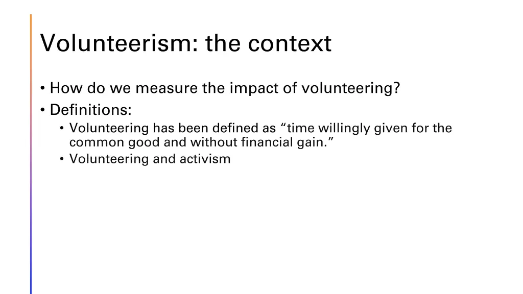 volunteerism the context