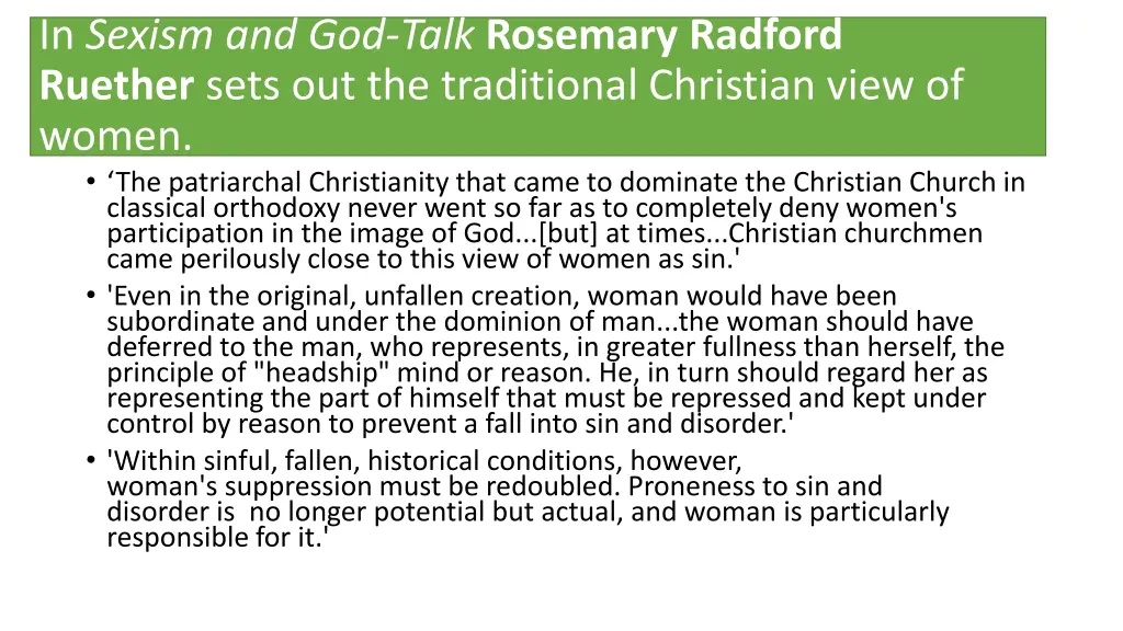 in sexism and god talk rosemary radford ruether