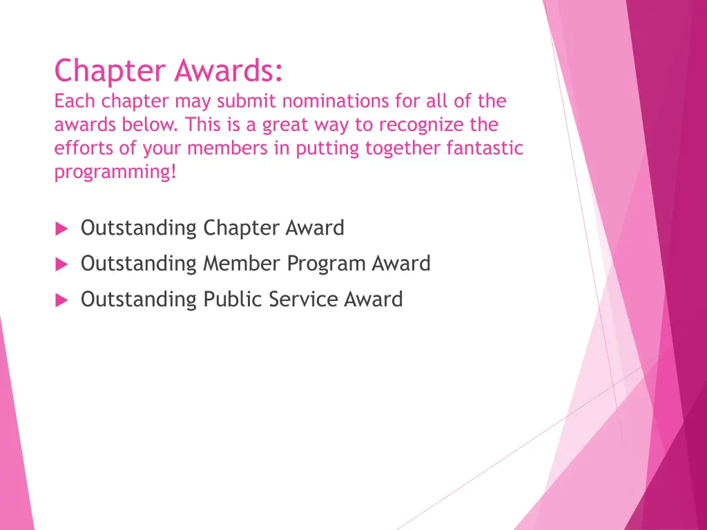 chapter awards each chapter may submit