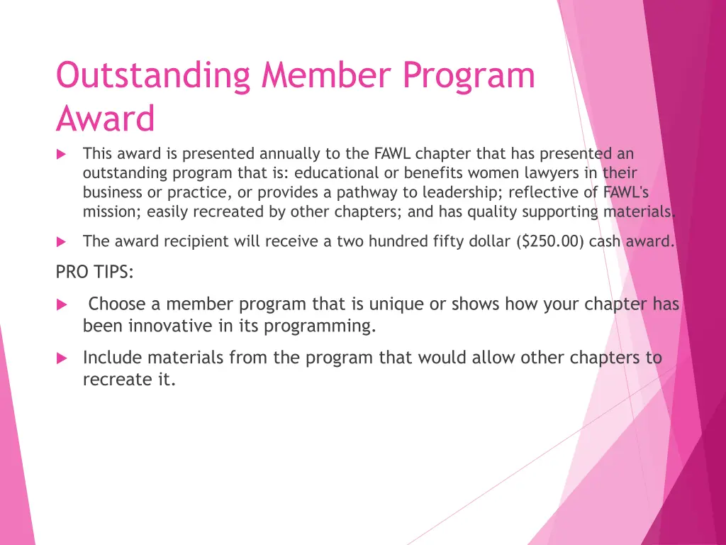 outstanding member program award this award