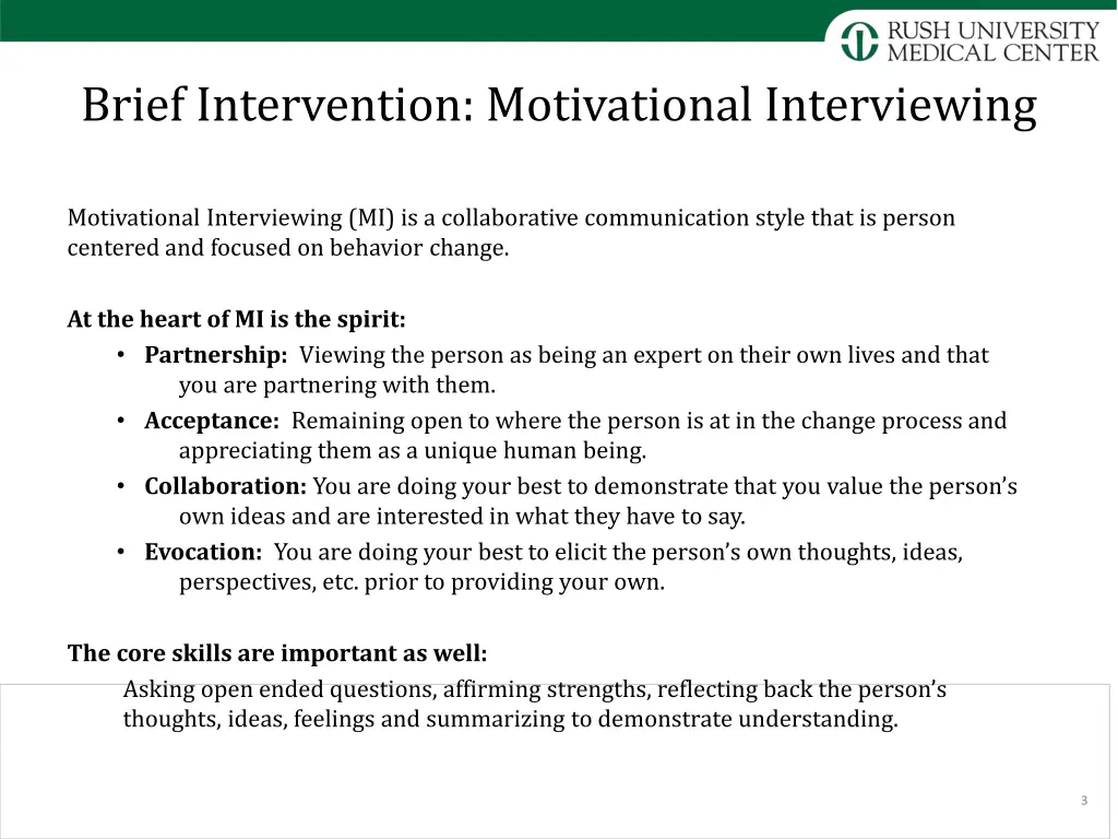 brief intervention motivational interviewing