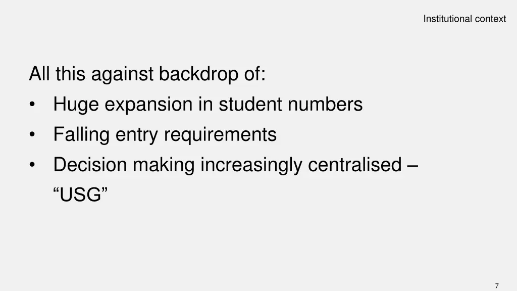 institutional context