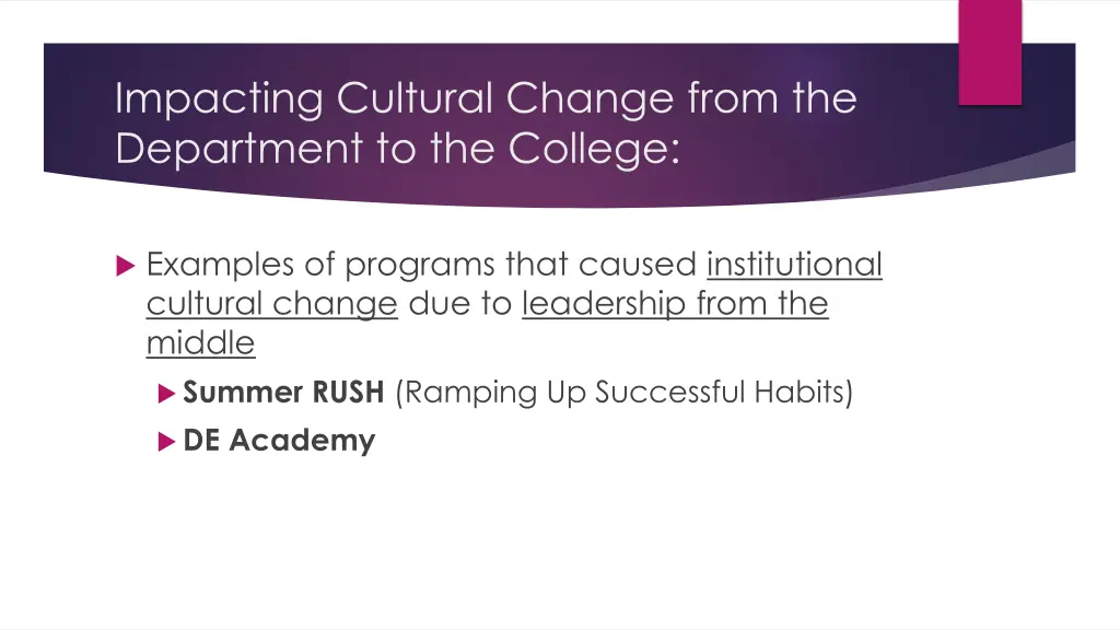 impacting cultural change from the department 4