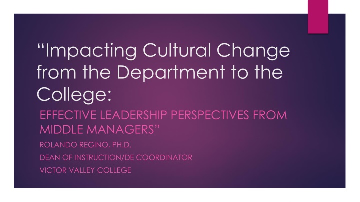 impacting cultural change from the department