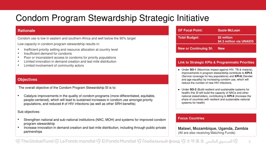 condom program stewardship strategic initiative 1