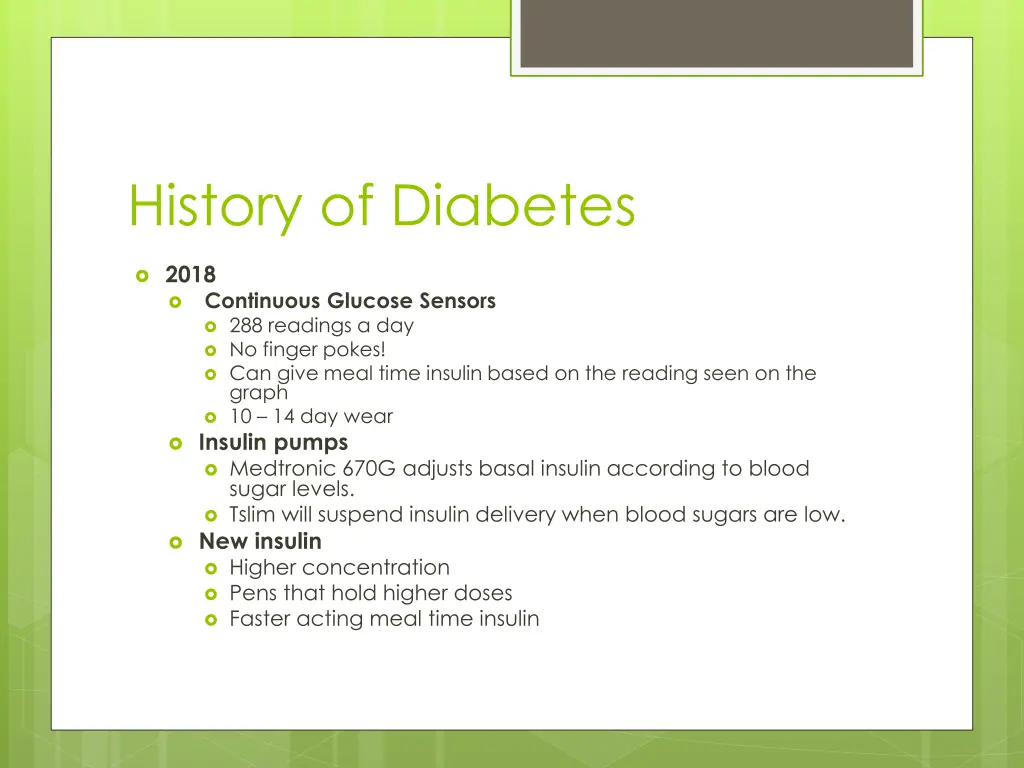 history of diabetes 1