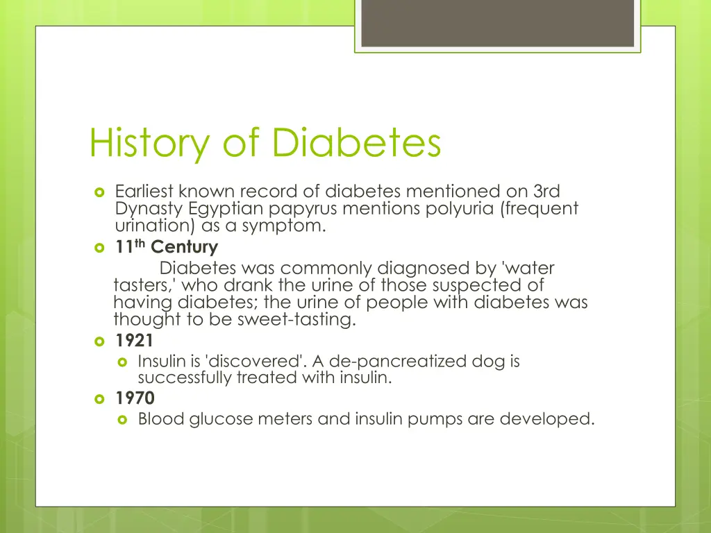 history of diabetes