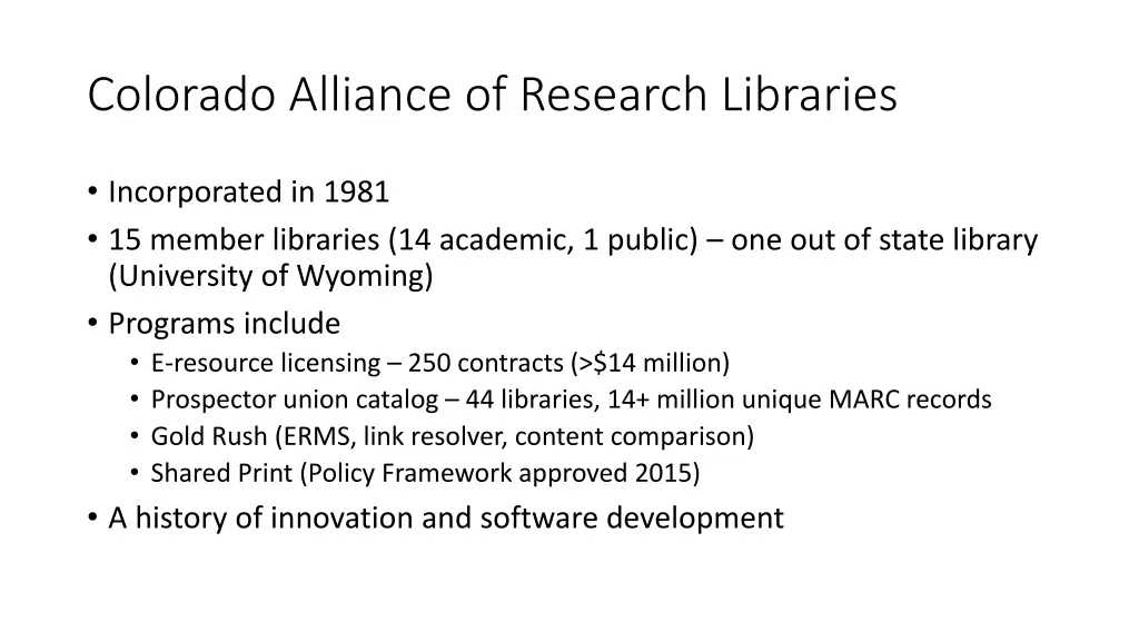 colorado alliance of research libraries