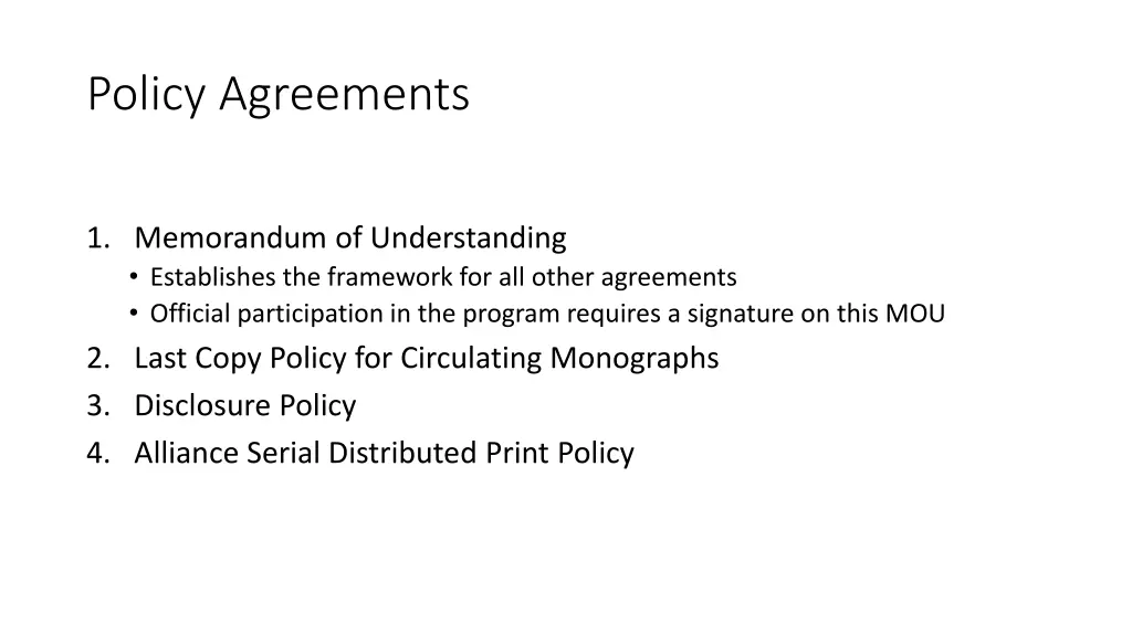 policy agreements