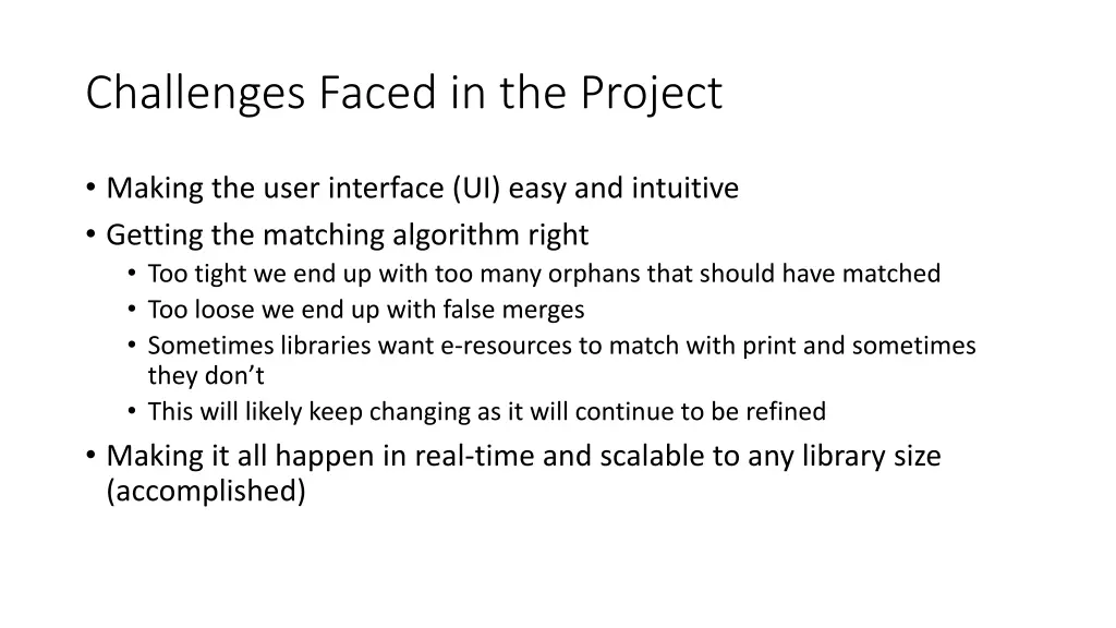 challenges faced in the project