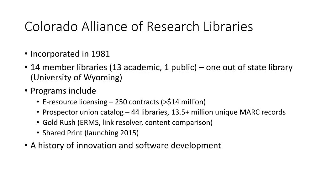 colorado alliance of research libraries