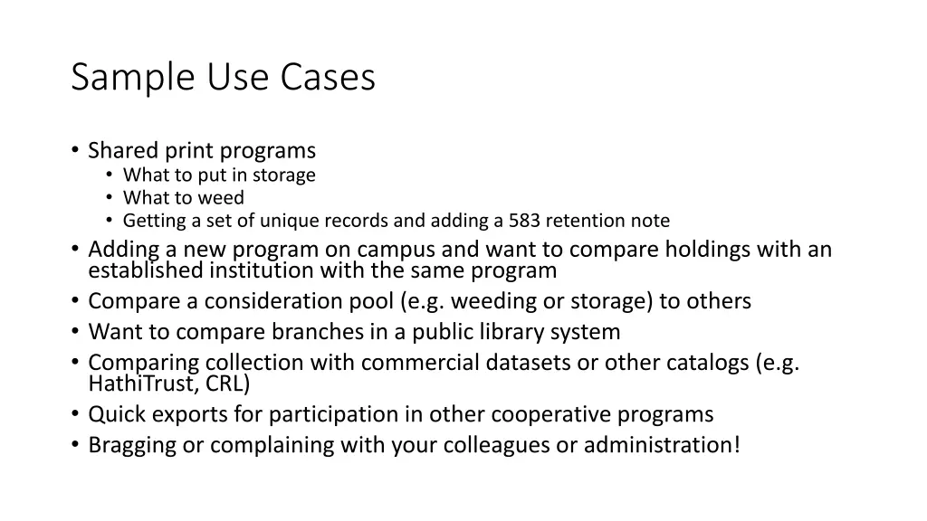 sample use cases