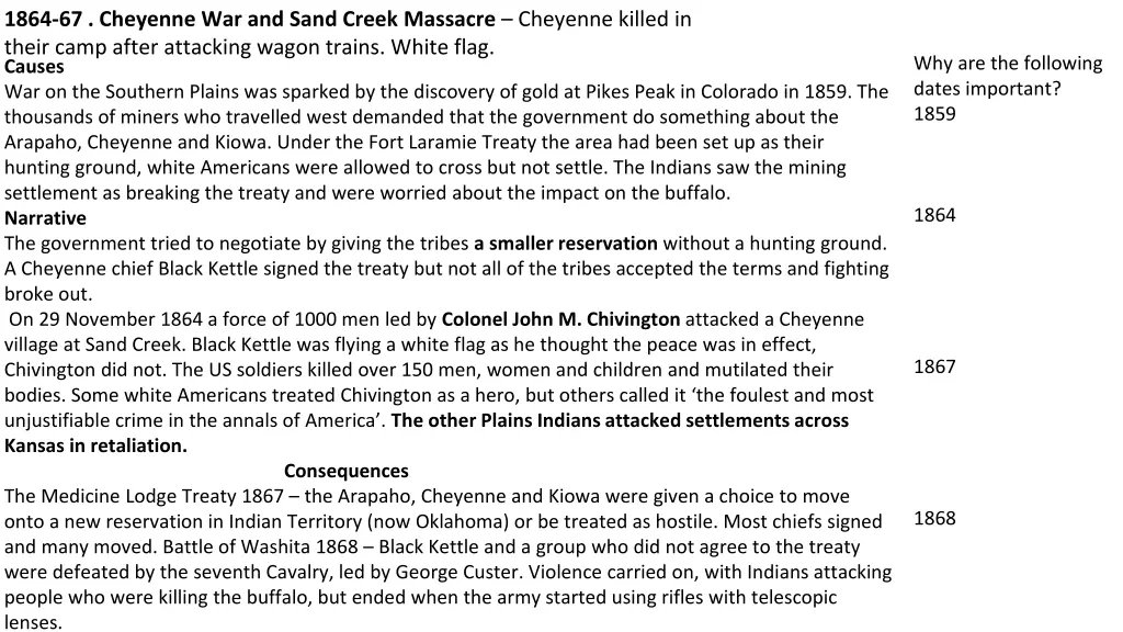 1864 67 cheyenne war and sand creek massacre