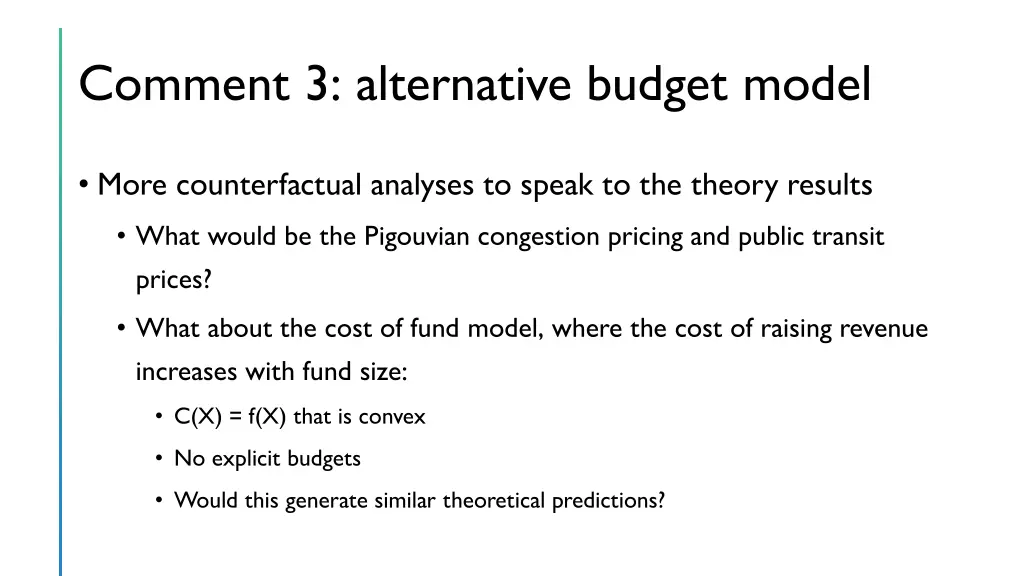 comment 3 alternative budget model