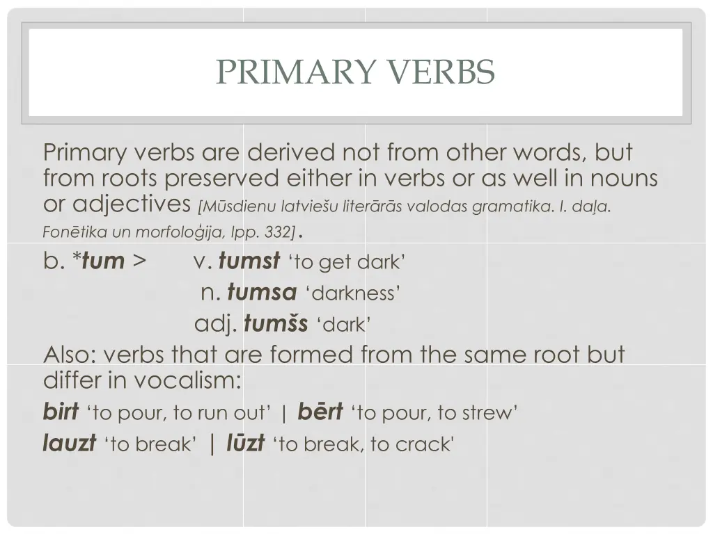 primary verbs