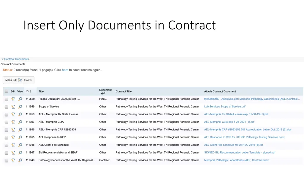 insert only documents in contract