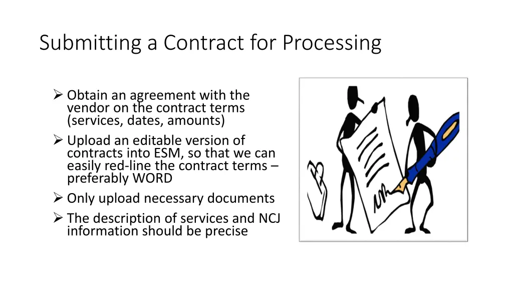 submitting a contract for processing