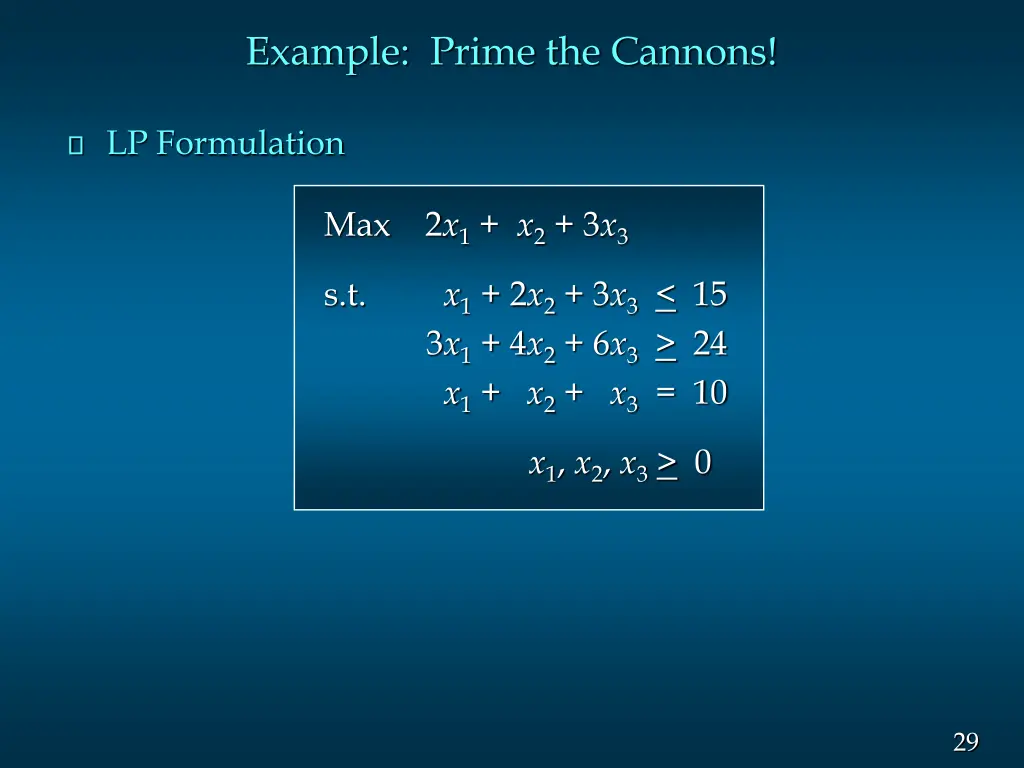 example prime the cannons