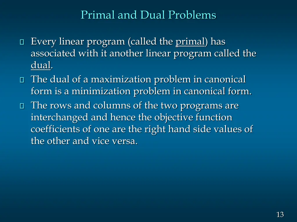 primal and dual problems