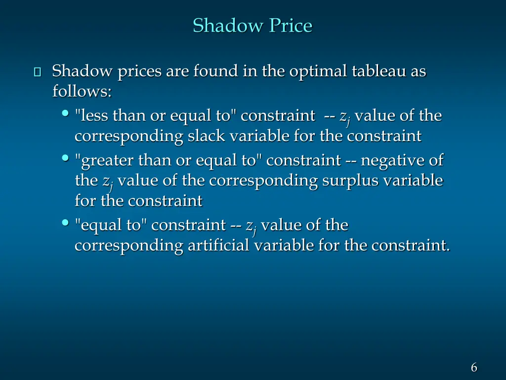 shadow price 1