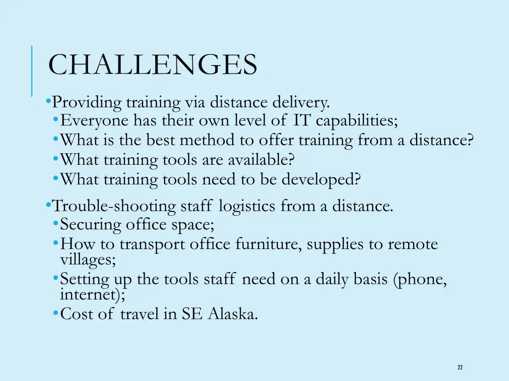 challenges providing training via distance