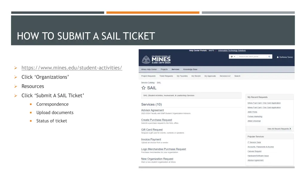 how to submit a sail ticket