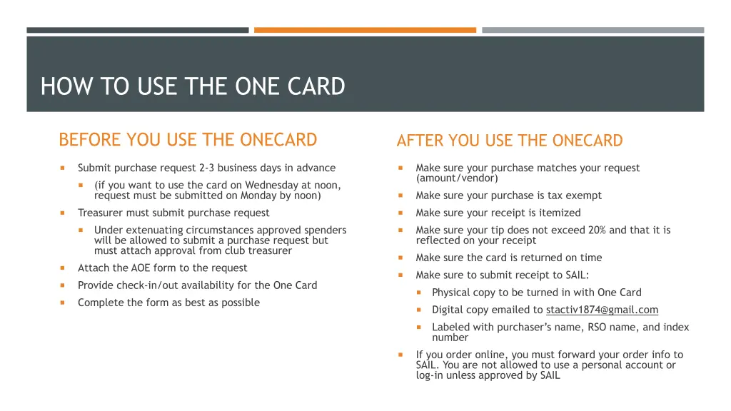 how to use the one card