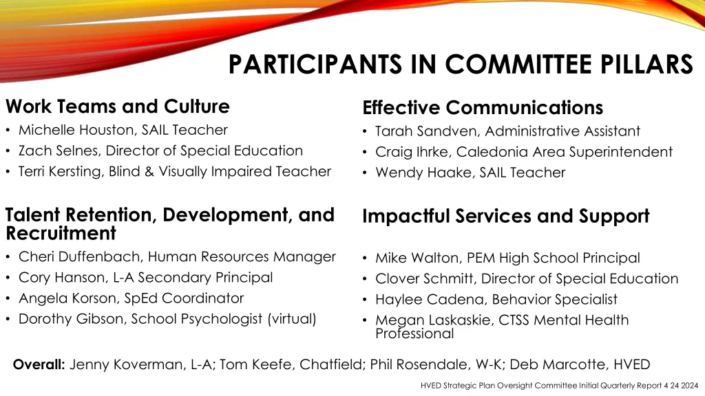 participants in committee pillars