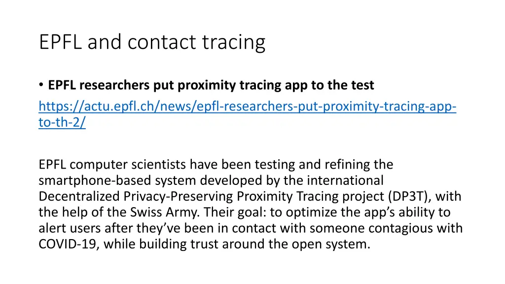 epfl and contact tracing