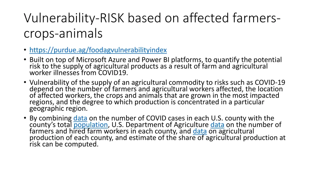 vulnerability risk based on affected farmers