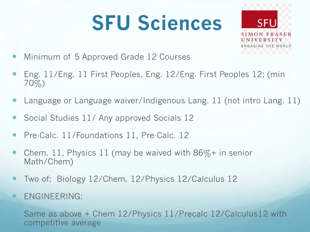 sfu sciences