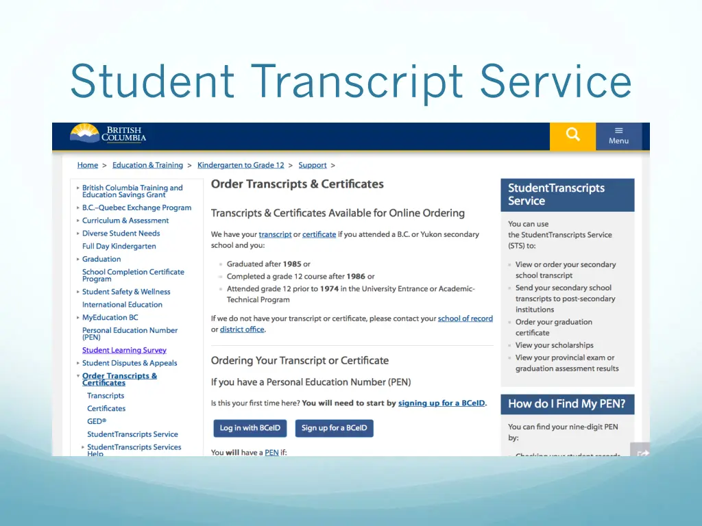 student transcript service