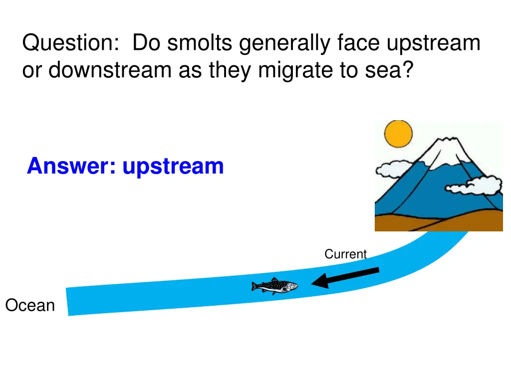 question do smolts generally face upstream 2