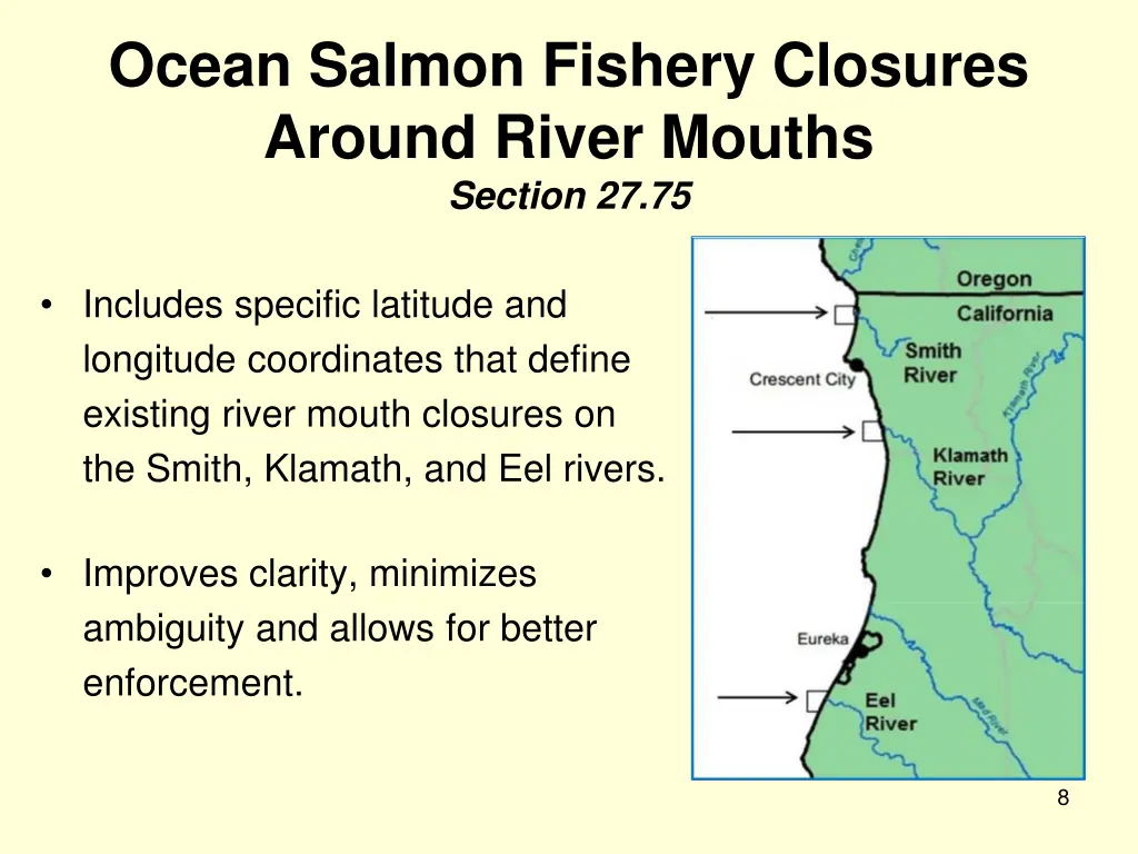 ocean salmon fishery closures around river mouths