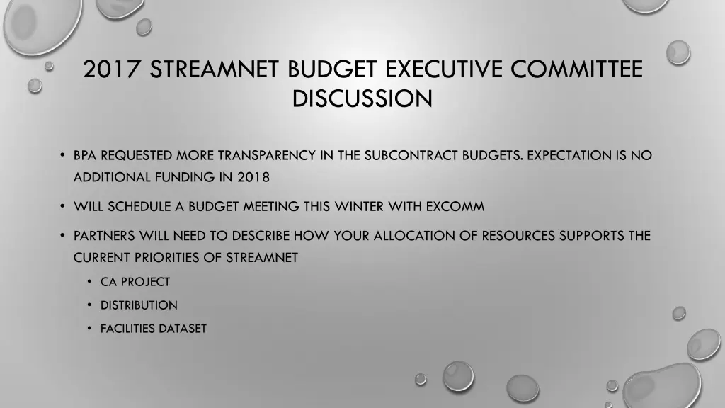 2017 streamnet budget executive committee