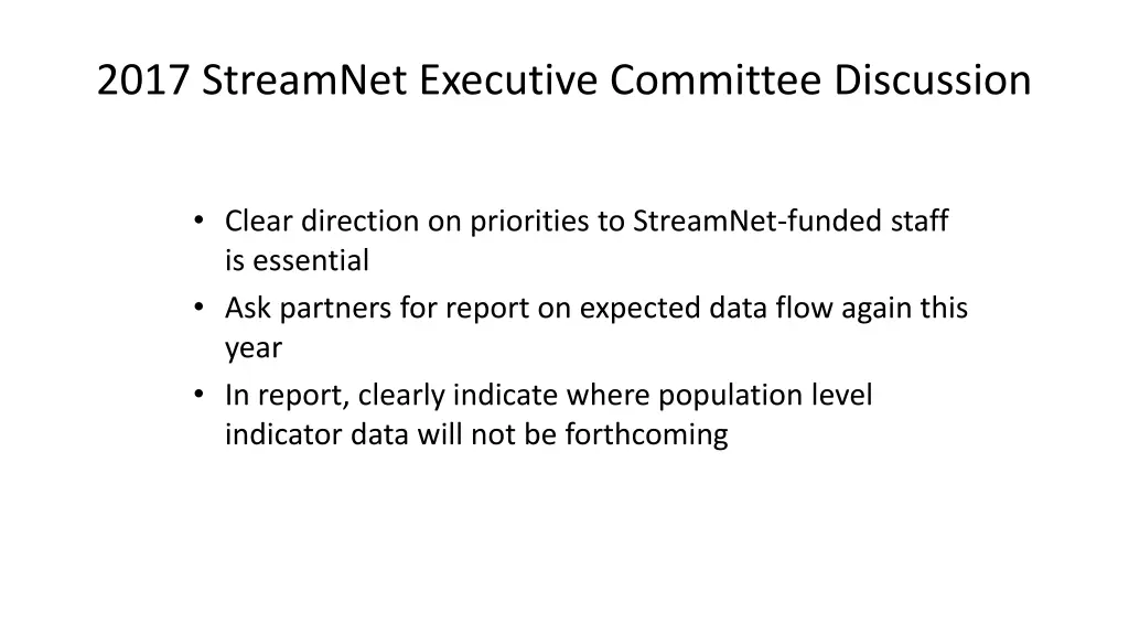 2017 streamnet executive committee discussion