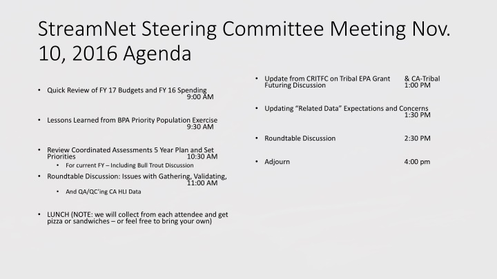 streamnet steering committee meeting nov 10 2016