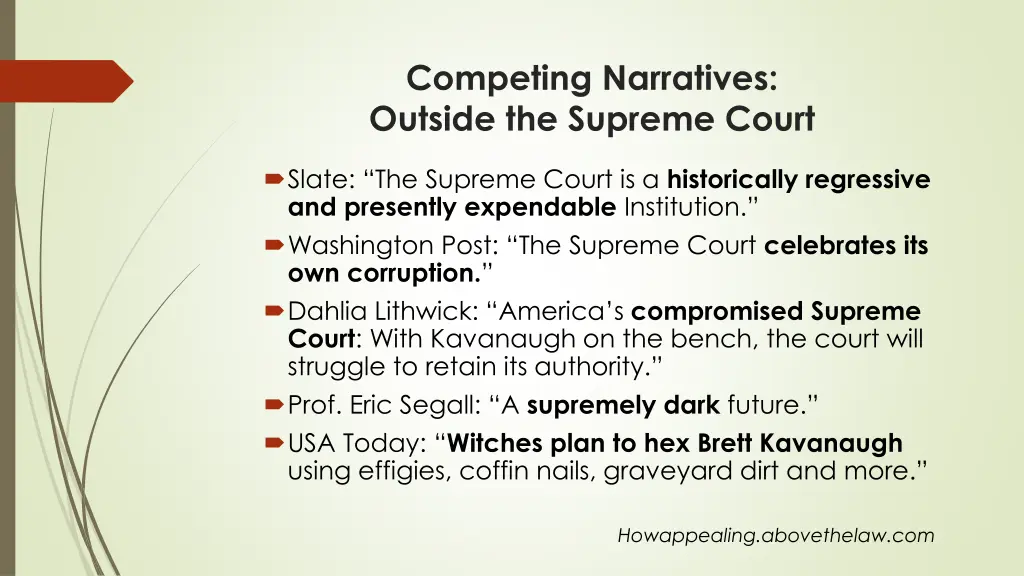 competing narratives outside the supreme court