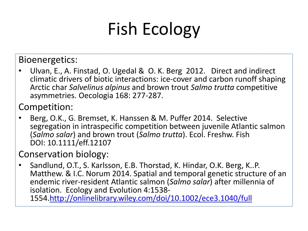 fish ecology