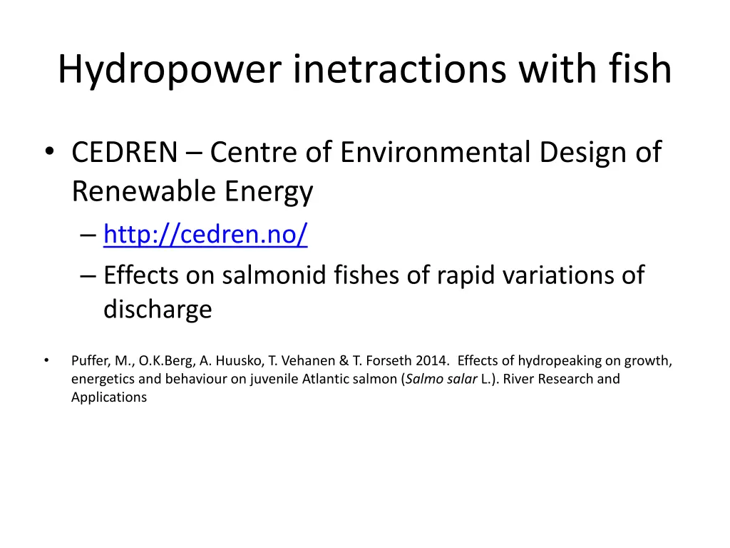 hydropower inetractions with fish