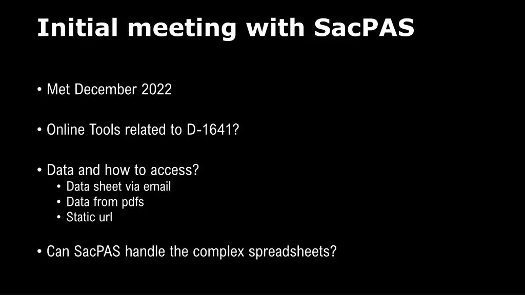 initial meeting with sacpas