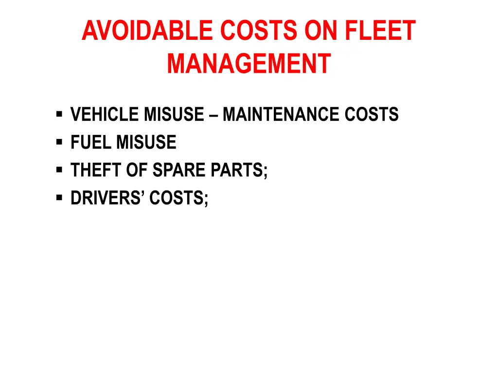 avoidable costs on fleet management