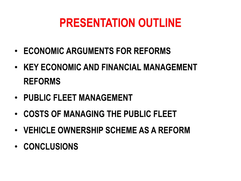 presentation outline