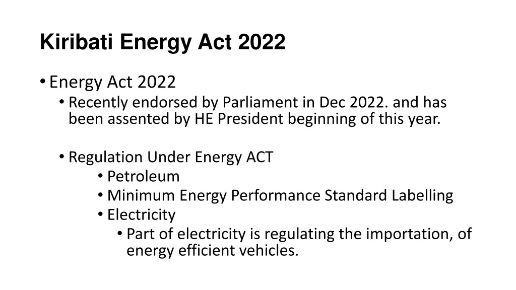 kiribati energy act 2022